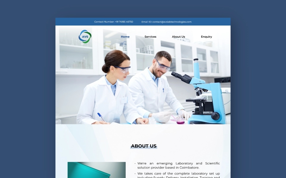 Website Development for AVS Lab technologies by Hion Studios